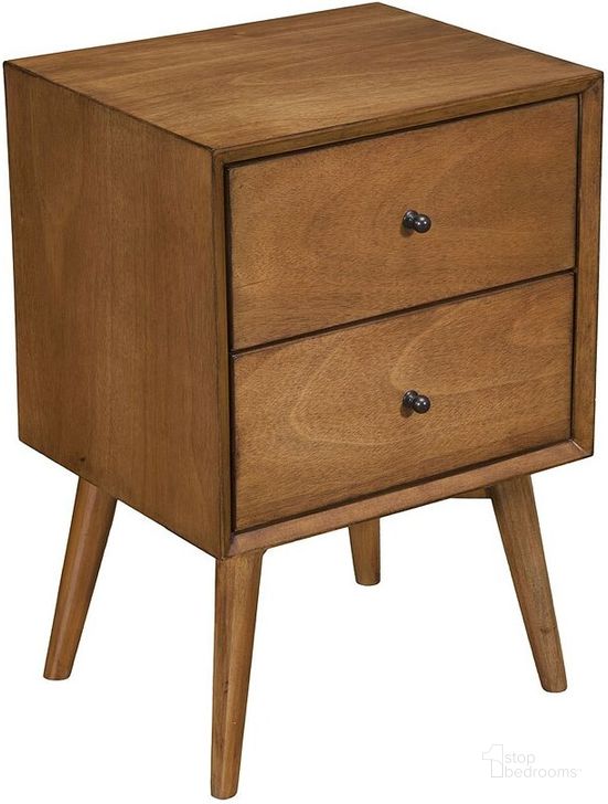 The appearance of Flynn Acorn 2 Drawer Nightstand designed by Alpine in the modern / contemporary interior design. This acorn piece of furniture  was selected by 1StopBedrooms from Flynn Collection to add a touch of cosiness and style into your home. Sku: 966-02. Material: Wood. Product Type: Nightstand. Image1