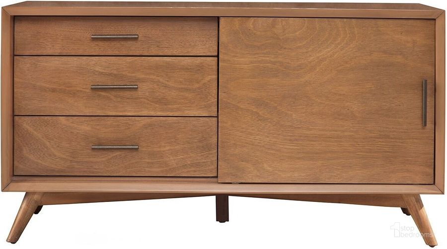 The appearance of Flynn Acorn Small TV Console designed by Alpine in the modern / contemporary interior design. This brown piece of furniture  was selected by 1StopBedrooms from Flynn Collection to add a touch of cosiness and style into your home. Sku: 966-15. Material: Wood. Product Type: TV Stands and TV Console. Image1