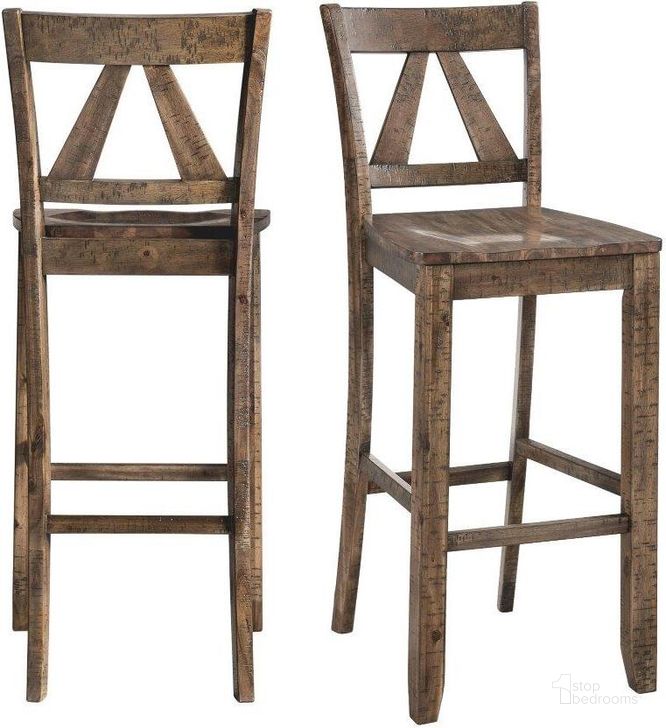 The appearance of Flynn Dark Walnut 30 Inch Bar Stool Set Of 2 designed by Picket House in the rustic / southwestern interior design. This brown piece of furniture  was selected by 1StopBedrooms from Flynn Collection to add a touch of cosiness and style into your home. Sku: DFN100BSBSBTWE. Product Type: Barstool. Material: Rubberwood. Image1