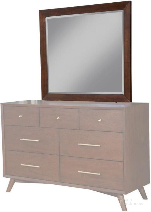 The appearance of Flynn Mid Century Modern Mirror In Walnut designed by Alpine in the transitional interior design. This walnut piece of furniture  was selected by 1StopBedrooms from Flynn Collection to add a touch of cosiness and style into your home. Sku: 966WAL-06. Material: Wood. Product Type: Mirror. Image1