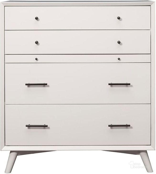 The appearance of Flynn White 4 Drawer Multifunction Chest designed by Alpine in the modern / contemporary interior design. This white piece of furniture  was selected by 1StopBedrooms from Flynn Collection to add a touch of cosiness and style into your home. Sku: 966-W-05. Material: Wood. Product Type: Chest. Image1
