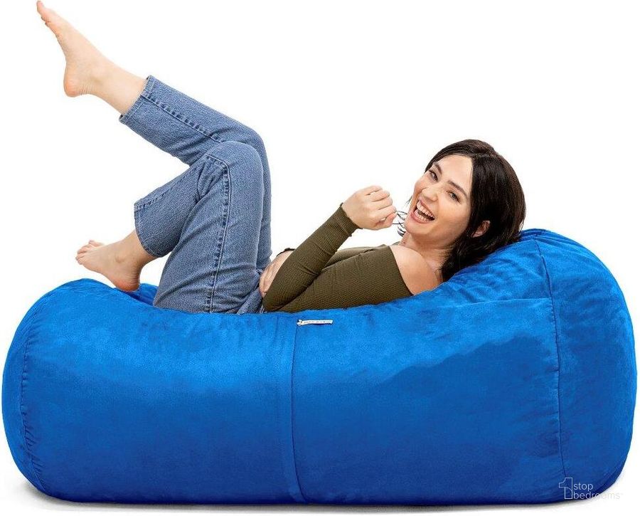 The appearance of Foam Labs 4 Ft Lounger Bean Bag In Blueberry designed by Jaxx Bean Bags in the traditional interior design. This royal blue piece of furniture  was selected by 1StopBedrooms from  to add a touch of cosiness and style into your home. Sku: 11641279. Material: Microsuede. Product Type: Accent Chair. Image1