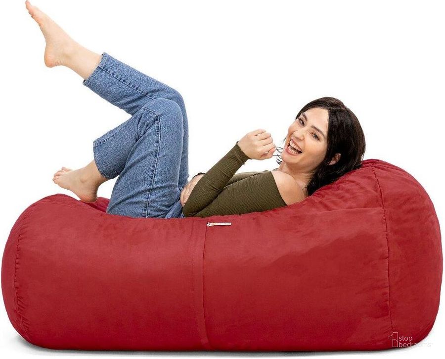 The appearance of Foam Labs 4 Ft Lounger Bean Bag In Cherry designed by Jaxx Bean Bags in the traditional interior design. This cherry piece of furniture  was selected by 1StopBedrooms from  to add a touch of cosiness and style into your home. Sku: 11641276. Material: Microsuede. Product Type: Accent Chair. Image1