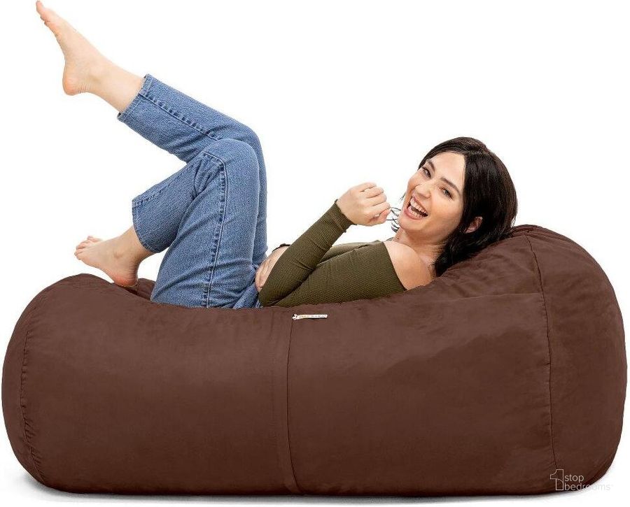 The appearance of Foam Labs 4 Ft Lounger Bean Bag In Chocolate designed by Jaxx Bean Bags in the traditional interior design. This chocolate piece of furniture  was selected by 1StopBedrooms from  to add a touch of cosiness and style into your home. Sku: 11641113. Material: Microsuede. Product Type: Accent Chair. Image1