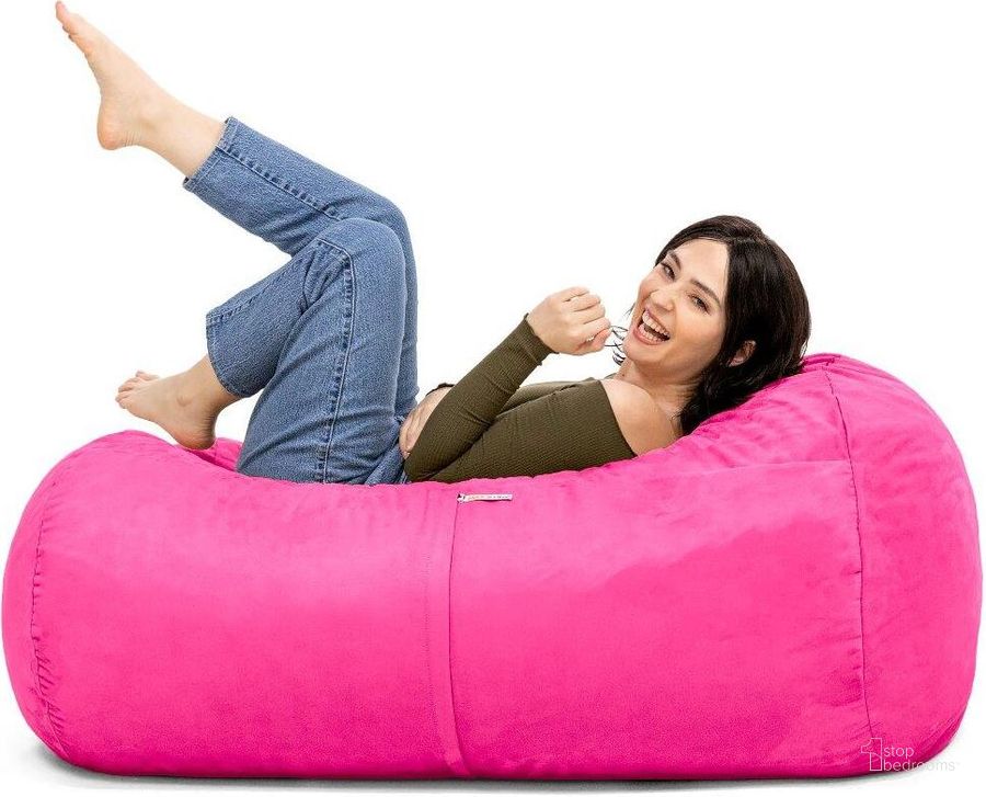 The appearance of Foam Labs 4 Ft Lounger Bean Bag In Fuchsia designed by Jaxx Bean Bags in the traditional interior design. This fuchsia piece of furniture  was selected by 1StopBedrooms from  to add a touch of cosiness and style into your home. Sku: 11641355. Material: Microsuede. Product Type: Accent Chair. Image1