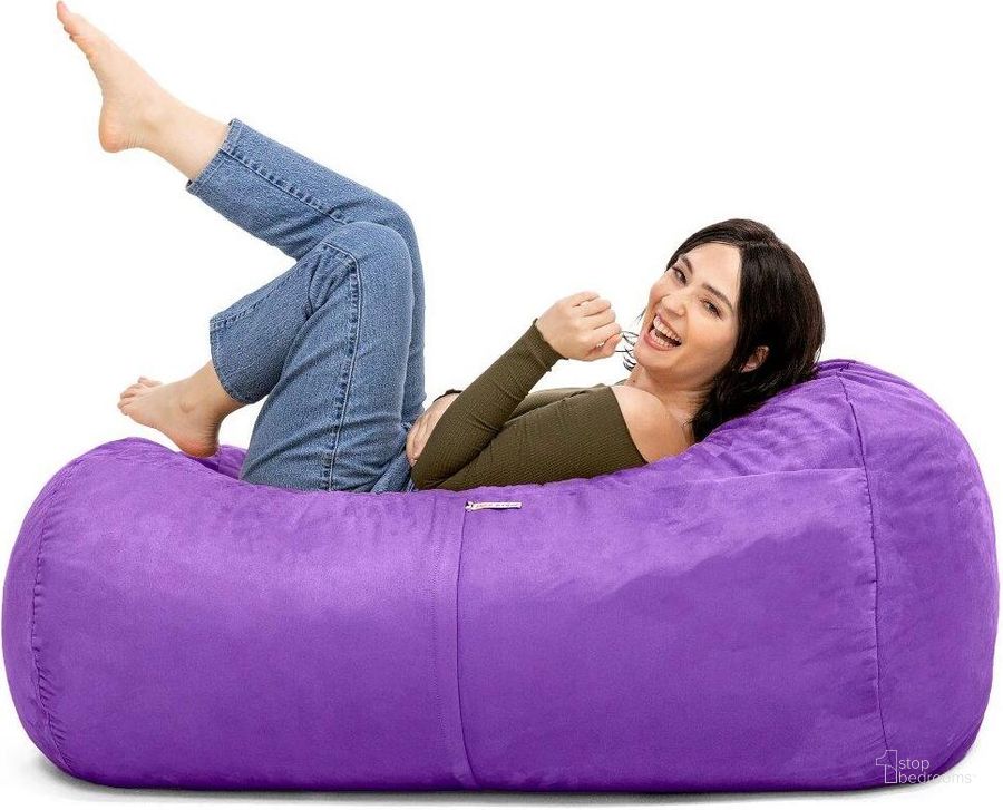 The appearance of Foam Labs 4 Ft Lounger Bean Bag In Grape designed by Jaxx Bean Bags in the traditional interior design. This purple piece of furniture  was selected by 1StopBedrooms from  to add a touch of cosiness and style into your home. Sku: 11641280. Material: Microsuede. Product Type: Accent Chair. Image1