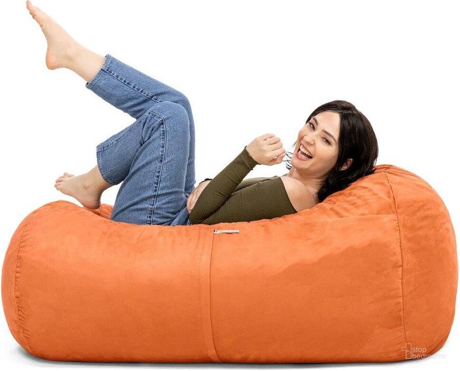 The appearance of Foam Labs 4 Ft Lounger Bean Bag In Mandarin designed by Jaxx Bean Bags in the traditional interior design. This orange piece of furniture  was selected by 1StopBedrooms from  to add a touch of cosiness and style into your home. Sku: 11641679. Material: Microsuede. Product Type: Accent Chair. Image1