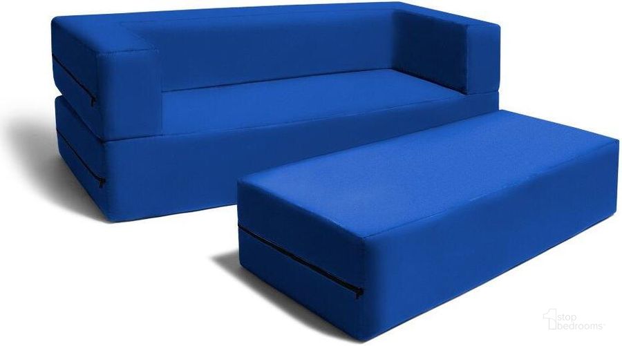The appearance of Foam Labs Ikeda Big Kids Modular Sofa And Ottoman 17454279 designed by Jaxx Bean Bags in the modern / contemporary interior design. This royal blue piece of furniture  was selected by 1StopBedrooms from  to add a touch of cosiness and style into your home. Sku: 17454279. Material: Microsuede. Product Type: Accent Chair. Image1