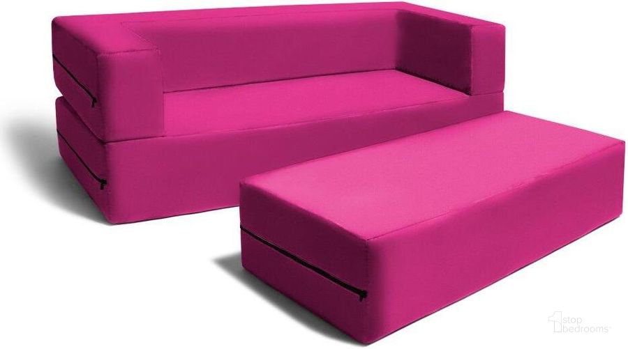 The appearance of Foam Labs Ikeda Big Kids Modular Sofa And Ottoman designed by Jaxx Bean Bags in the modern / contemporary interior design. This fuchsia piece of furniture  was selected by 1StopBedrooms from  to add a touch of cosiness and style into your home. Sku: 17454470. Material: Microsuede. Product Type: Accent Chair. Image1