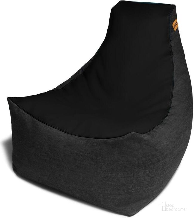 foam labs noonion gamer bean bag chair in premium vinyl and dark denim in black qb13362963
