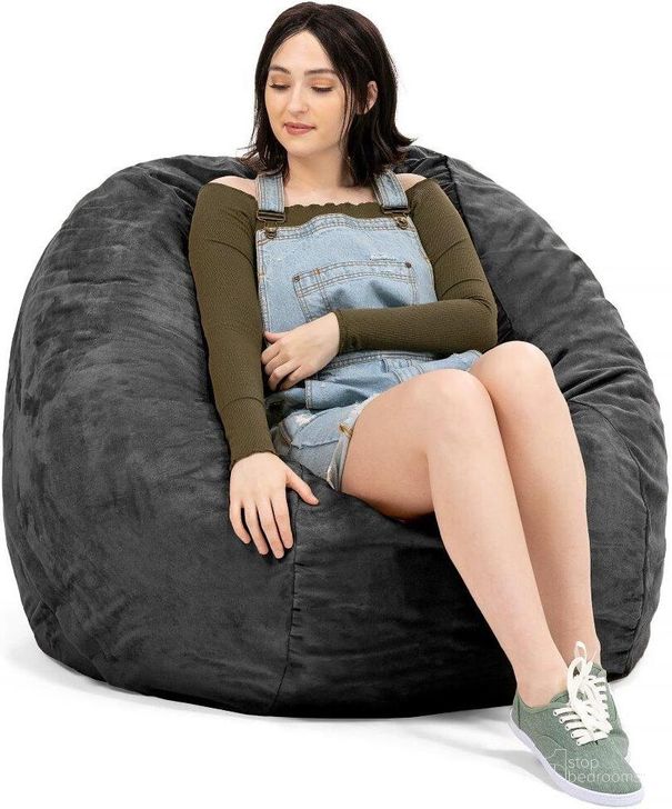 AJD Home Polyurethane Foam Bean Bag Chair with Removable Cover - Gray