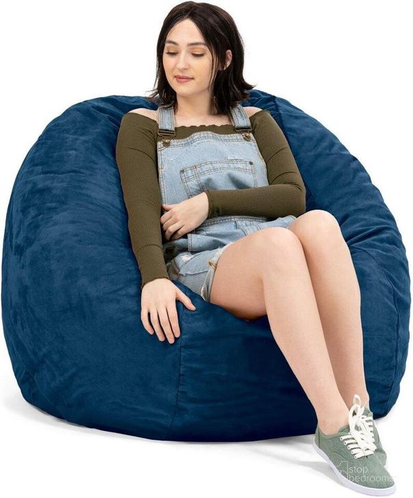 The appearance of Foam Labs Sak 4 Foot Round Bean Bag With Removable Cover In Navy designed by Jaxx Bean Bags in the traditional interior design. This navy piece of furniture  was selected by 1StopBedrooms from  to add a touch of cosiness and style into your home. Sku: 10841117. Material: Microsuede. Product Type: Accent Chair. Image1