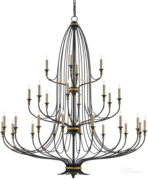 The appearance of Folgate Grande Black Chandelier designed by Currey & Company in the modern / contemporary interior design. This black piece of furniture  was selected by 1StopBedrooms from Folgate Collection to add a touch of cosiness and style into your home. Sku: 9000-0213. Product Type: Chandelier. Material: Iron. Image1