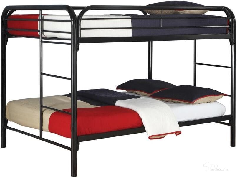 The appearance of Fordham Black Full Over Full Bunk Bed designed by Coaster in the modern / contemporary interior design. This black piece of furniture  was selected by 1StopBedrooms from Fordham Collection to add a touch of cosiness and style into your home. Sku: 460056K. Bed Type: Bunk Bed. Material: Metal. Product Type: Bunk Bed. Bed Size: Full Over Full. Image1