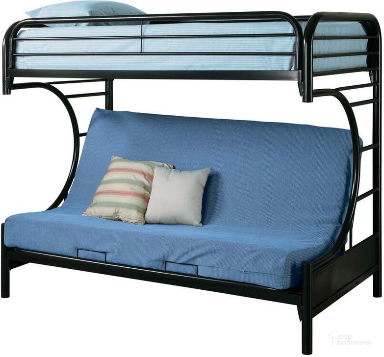 The appearance of Fordham Black Twin Over Twin Futon Bunk Bed designed by Coaster in the modern / contemporary interior design. This black piece of furniture  was selected by 1StopBedrooms from Fordham Collection to add a touch of cosiness and style into your home. Sku: 2253K. Bed Type: Bunk Bed. Material: Metal. Product Type: Bunk Bed. Bed Size: Twin Over Twin. Image1