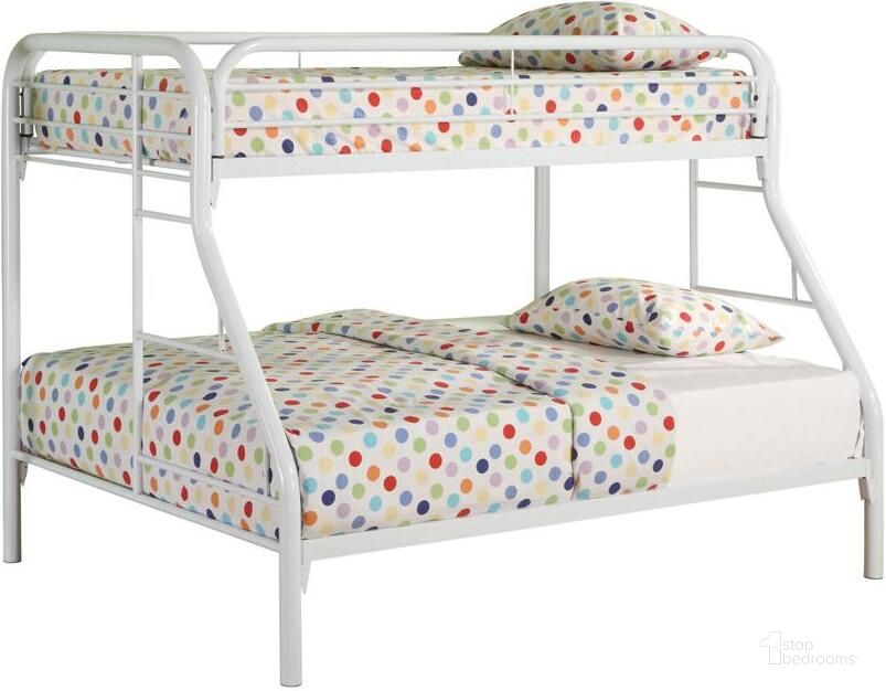 The appearance of Fordham White Twin Over Full Bunk Bed designed by Coaster in the modern / contemporary interior design. This white piece of furniture  was selected by 1StopBedrooms from Fordham Collection to add a touch of cosiness and style into your home. Sku: 2258W. Bed Type: Bunk Bed. Material: Metal. Product Type: Bunk Bed. Bed Size: Twin Over Full. Image1