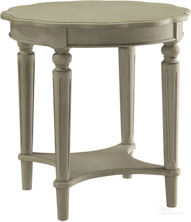 The appearance of Fordon Antique Slate End Table designed by ACME in the traditional interior design. This gray piece of furniture  was selected by 1StopBedrooms from Fordon Collection to add a touch of cosiness and style into your home. Sku: 82917. Table Top Shape: Round. Material: Wood. Product Type: End Table. Image1