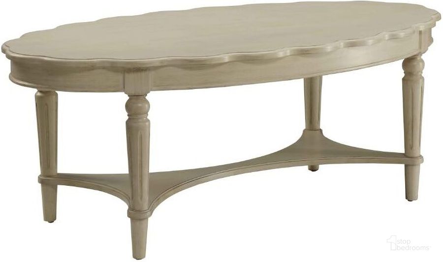 The appearance of Fordon Antique White Coffee Table designed by ACME in the traditional interior design. This white piece of furniture  was selected by 1StopBedrooms from Fordon Collection to add a touch of cosiness and style into your home. Sku: 82920. Table Top Shape: Oval. Material: Wood. Product Type: Coffee Table. Image1