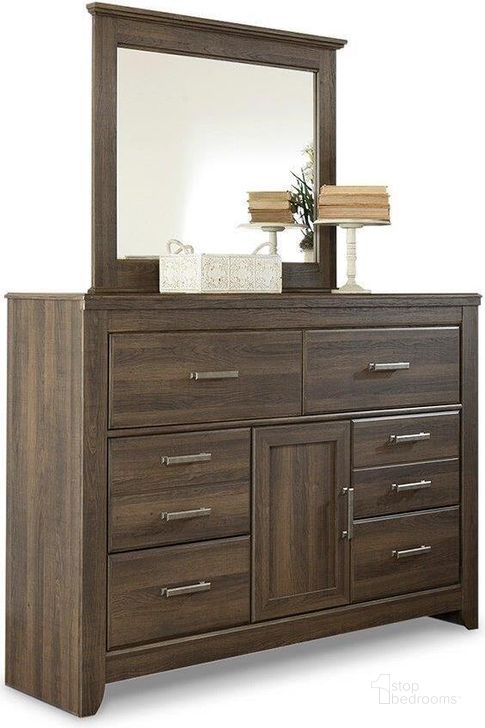 The appearance of Foremost Dark Brown Dresser and Mirror designed by Isaac Tahari in the transitional interior design. This dark brown piece of furniture  was selected by 1StopBedrooms from Foremost Collection to add a touch of cosiness and style into your home. Sku: B251-31;B251-36. Material: Wood. Product Type: Dresser and Mirror. Image1