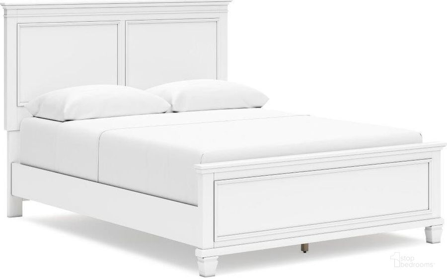 The appearance of Fortman White Queen Panel Bed designed by Signature Design by Ashley in the transitional interior design. This white piece of furniture  was selected by 1StopBedrooms from Fortman Collection to add a touch of cosiness and style into your home. Sku: B680-57;B680-54;B680-97. Bed Type: Panel Bed. Material: Wood. Product Type: Panel Bed. Bed Size: Queen. Image1