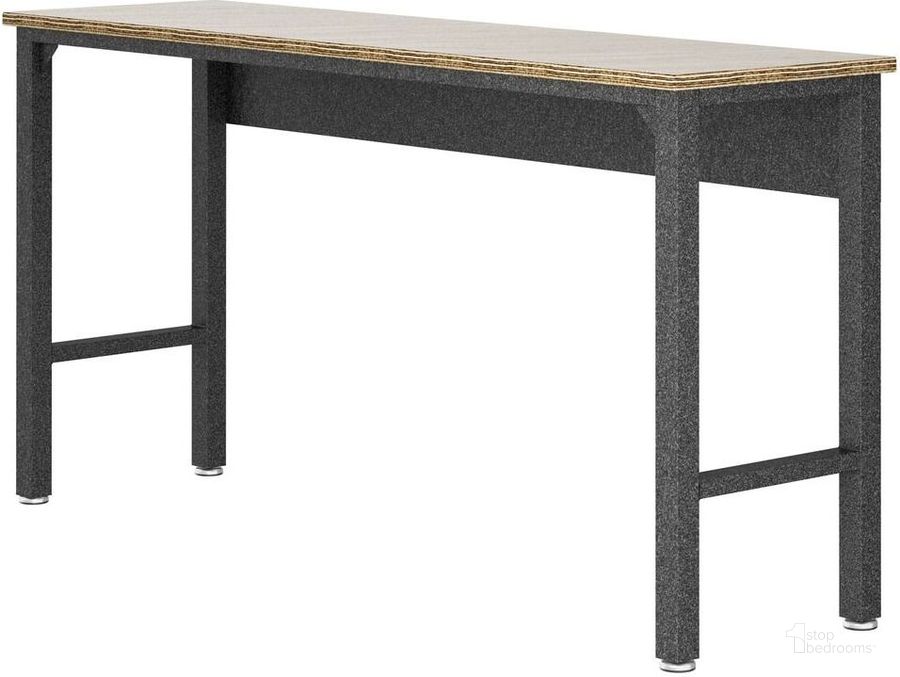 The appearance of Fortress 72.4 Inch Garage Table In Natural Wood And Steel designed by Manhattan Comfort in the modern / contemporary interior design. This grey piece of furniture  was selected by 1StopBedrooms from Fortress Collection to add a touch of cosiness and style into your home. Sku: 6GMC. Material: Steel. Product Type: Table. Image1
