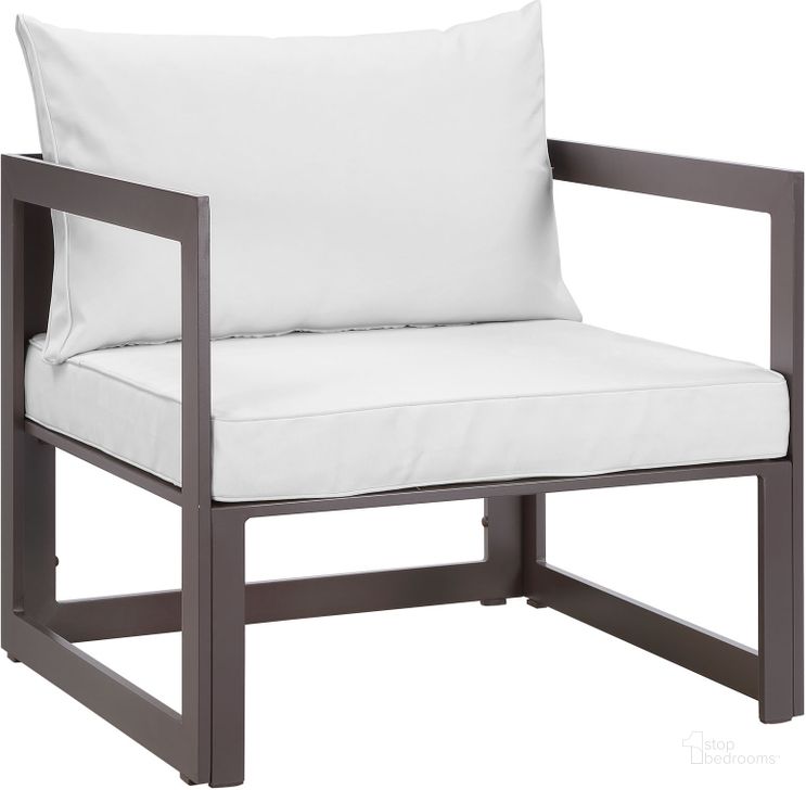 The appearance of Fortuna Brown White Outdoor Patio Arm Chair designed by Modway in the modern / contemporary interior design. This brown white piece of furniture  was selected by 1StopBedrooms from Fortuna Collection to add a touch of cosiness and style into your home. Sku: EEI-1517-BRN-WHI. Material: Fabric. Product Type: Outdoor Dining Chair. Image1
