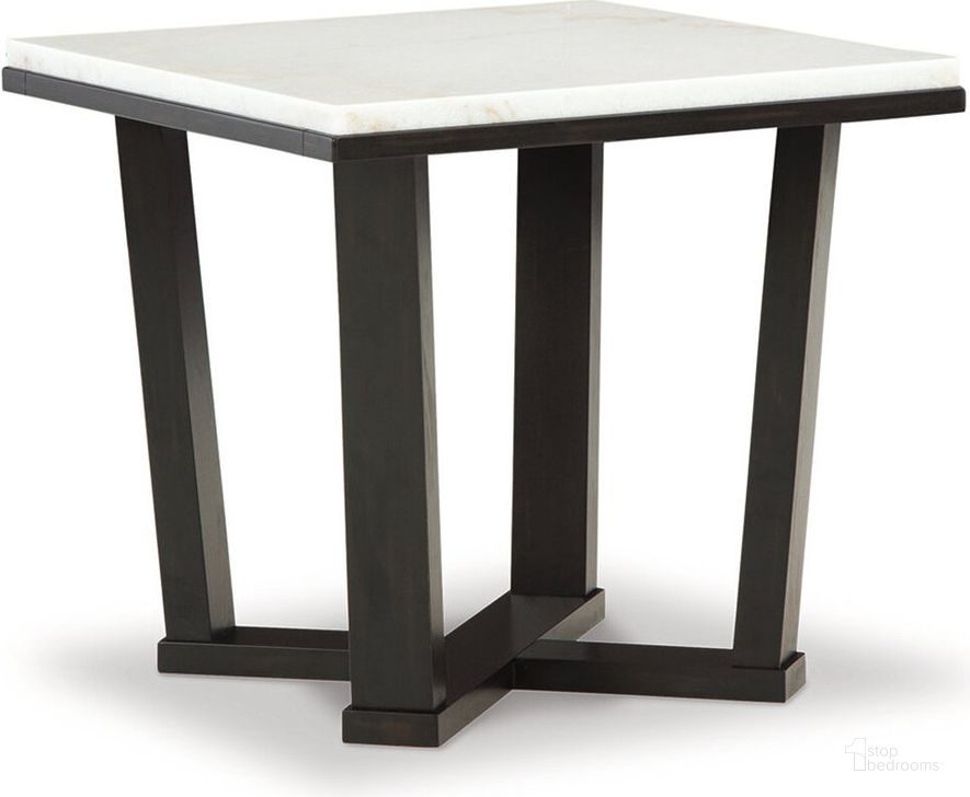 The appearance of Fostead White And Espresso Square End Table designed by Signature Design by Ashley in the modern / contemporary interior design. This white/espresso piece of furniture  was selected by 1StopBedrooms from Fostead Collection to add a touch of cosiness and style into your home. Sku: T770-2. Material: Marble. Product Type: End Table. Image1