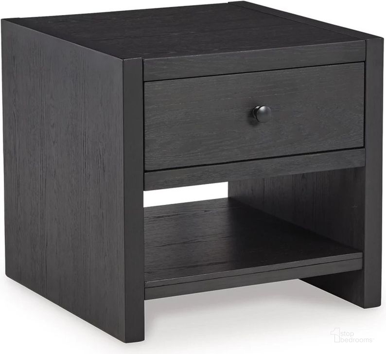 The appearance of Foyland Black Square End Table designed by Signature Design by Ashley in the transitional interior design. This black piece of furniture  was selected by 1StopBedrooms from Foyland Collection to add a touch of cosiness and style into your home. Sku: T989-2. Material: Wood. Product Type: End Table. Image1