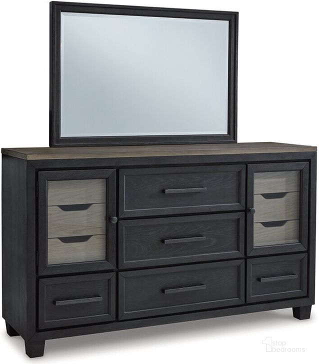 The appearance of Foyland Dresser and Mirror In Black/Brown designed by Signature Design by Ashley in the modern / contemporary interior design. This black/brown piece of furniture  was selected by 1StopBedrooms from Foyland Collection to add a touch of cosiness and style into your home. Sku: B989-31;B989-36. Material: Wood. Product Type: Dresser and Mirror. Image1