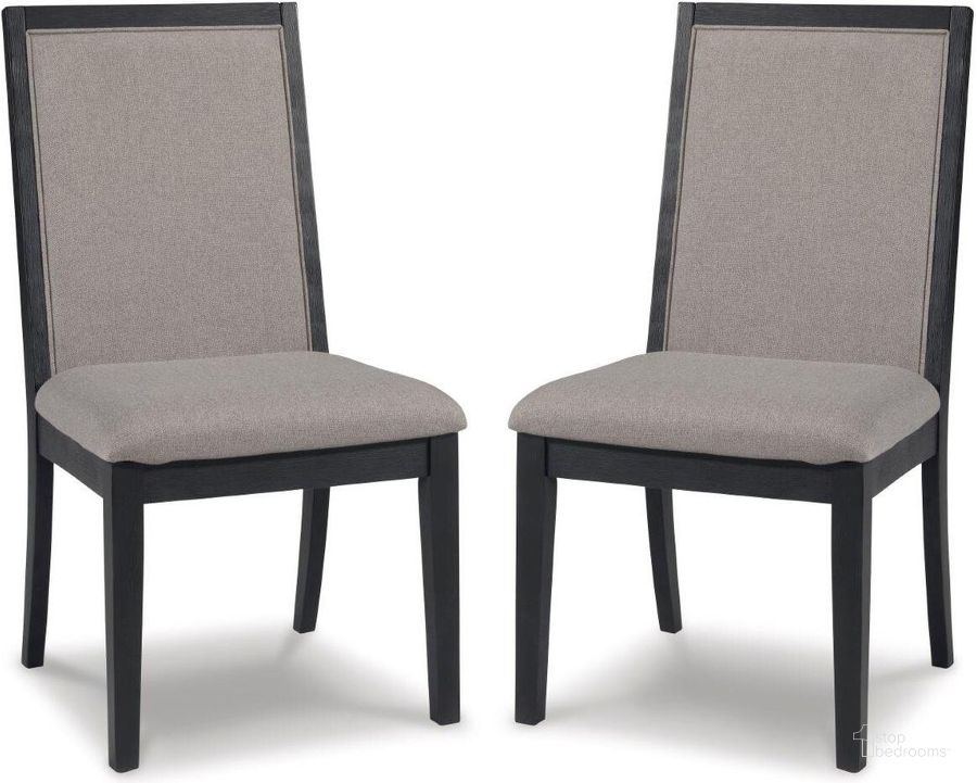 The appearance of Foyland Natural Dining Chair Set Of 2 designed by Signature Design by Ashley in the modern / contemporary interior design. This light gray/black piece of furniture  was selected by 1StopBedrooms from Foyland Collection to add a touch of cosiness and style into your home. Sku: D989-01. Material: Fabric. Product Type: Dining Chair. Image1