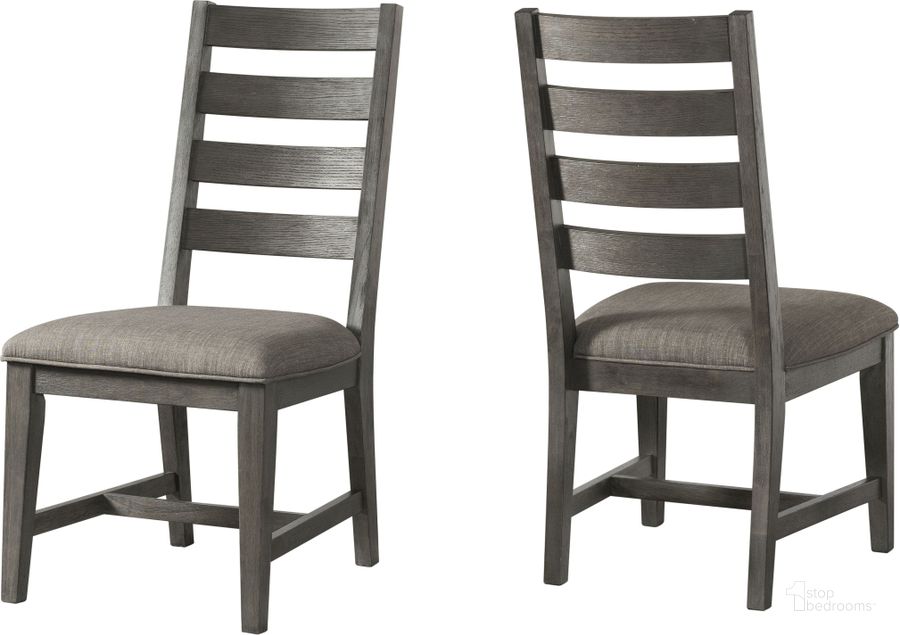 The appearance of Foundry Brushed Pewter Ladderback Side Chair Set of 2 designed by Intercon in the transitional interior design. This gray piece of furniture  was selected by 1StopBedrooms from Foundry Collection to add a touch of cosiness and style into your home. Sku: FR-CH-789C-PEW-RTA. Product Type: Side Chair. Image1