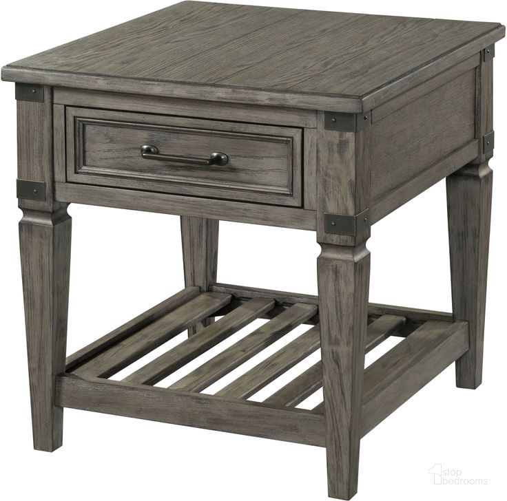 The appearance of Foundry Brushed Pewter End Table designed by Intercon in the transitional interior design. This gray piece of furniture  was selected by 1StopBedrooms from Foundry Collection to add a touch of cosiness and style into your home. Sku: FR-TA-2426-PEW-C. Product Type: End Table. Image1