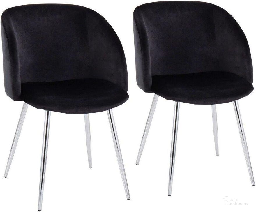 The appearance of Fran Contemporary Chair In Chrome And Black Velvet - Set Of 2 designed by Lumisource in the modern / contemporary interior design. This black piece of furniture  was selected by 1StopBedrooms from Luna Collection to add a touch of cosiness and style into your home. Sku: CH-FRAN VBK2. Product Type: Chair. Material: Velvet. Image1