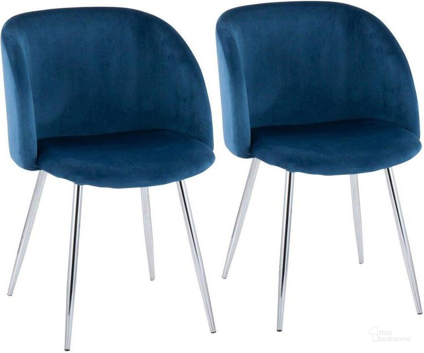 The appearance of Fran Contemporary Chair In Chrome And Blue Velvet - Set Of 2 designed by Lumisource in the modern / contemporary interior design. This blue velvet piece of furniture  was selected by 1StopBedrooms from Luna Collection to add a touch of cosiness and style into your home. Sku: CH-FRAN VBU2. Product Type: Chair. Material: Velvet. Image1