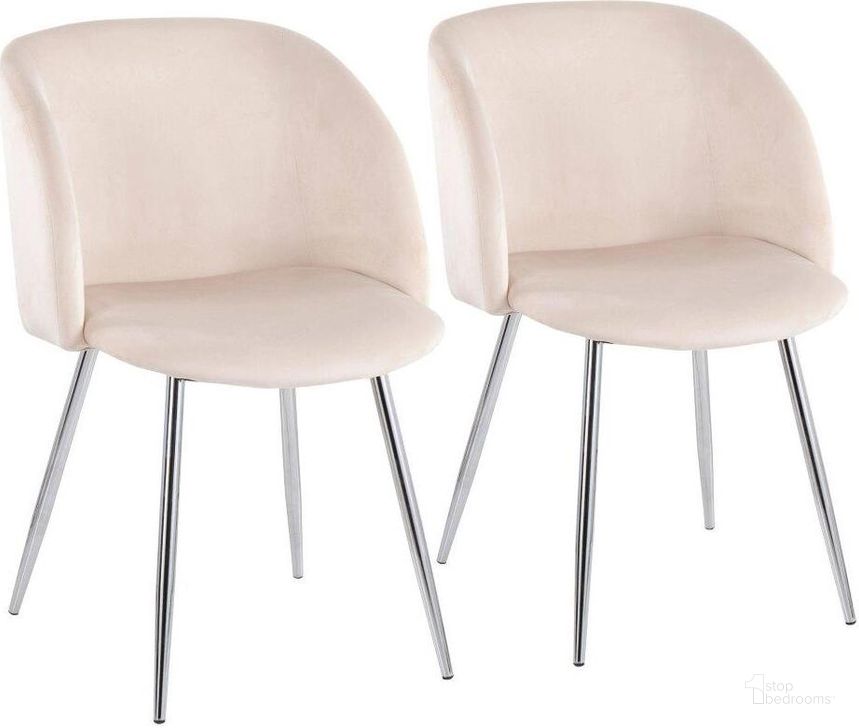 The appearance of Fran Contemporary Chair In Chrome And Cream Velvet - Set Of 2 designed by Lumisource in the modern / contemporary interior design. This cream velvet piece of furniture  was selected by 1StopBedrooms from Luna Collection to add a touch of cosiness and style into your home. Sku: CH-FRAN VCR2. Product Type: Chair. Material: Velvet. Image1