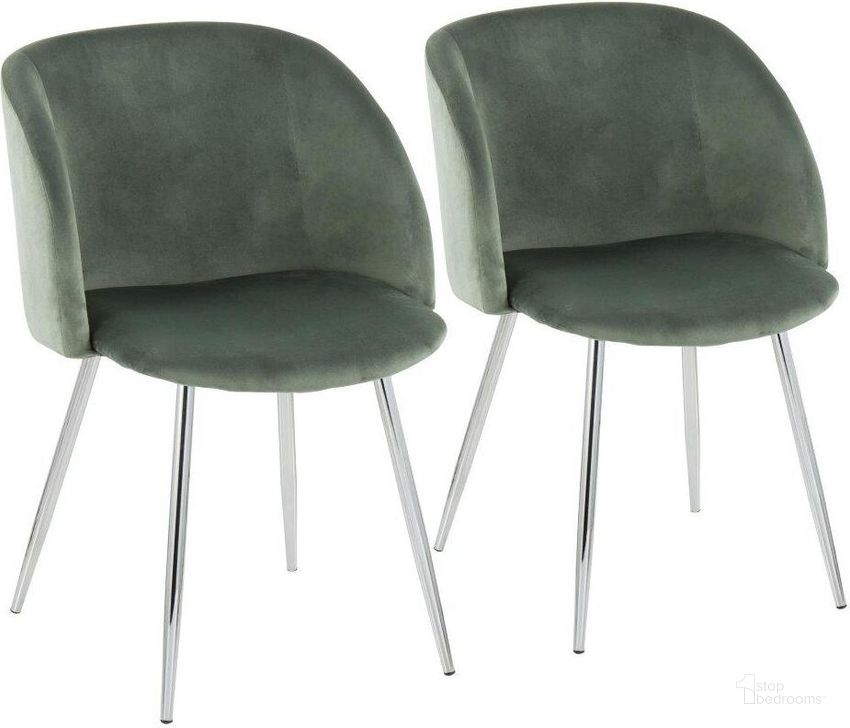 The appearance of Fran Contemporary Chair In Chrome And Sage Green Velvet - Set Of 2 designed by Lumisource in the modern / contemporary interior design. This chrome piece of furniture  was selected by 1StopBedrooms from Luna Collection to add a touch of cosiness and style into your home. Sku: CH-FRAN VLGN2. Product Type: Chair. Material: Velvet. Image1