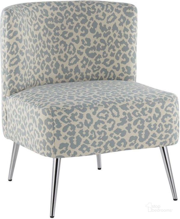 The appearance of Fran Contemporary Slipper Chair In Chrome And Blue Leopard Fabric designed by Lumisource in the modern / contemporary interior design. This blue piece of furniture  was selected by 1StopBedrooms from Luna Collection to add a touch of cosiness and style into your home. Sku: CH-FRANLEP BU. Material: Polyester. Product Type: Chair. Image1