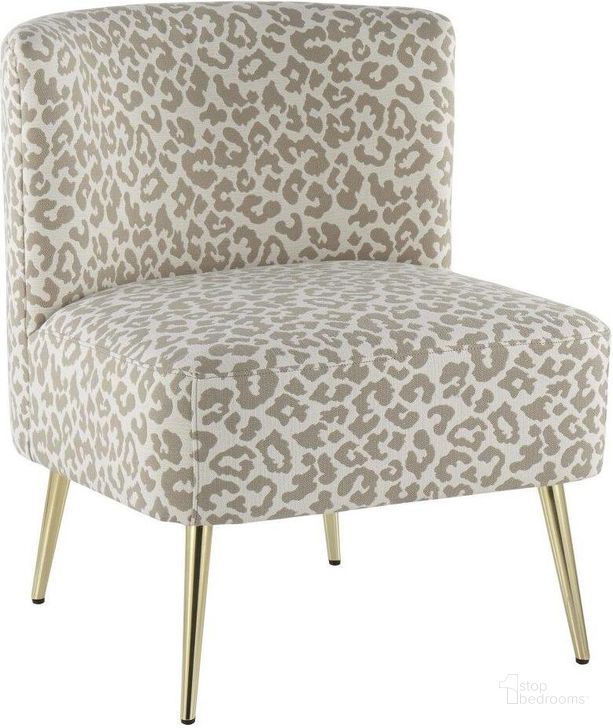 The appearance of Fran Contemporary Slipper Chair In Gold Steel And Tan Leopard Fabric designed by Lumisource in the modern / contemporary interior design. This tan piece of furniture  was selected by 1StopBedrooms from Luna Collection to add a touch of cosiness and style into your home. Sku: CH-FRANLEP AUTN. Material: Polyester. Product Type: Chair. Image1