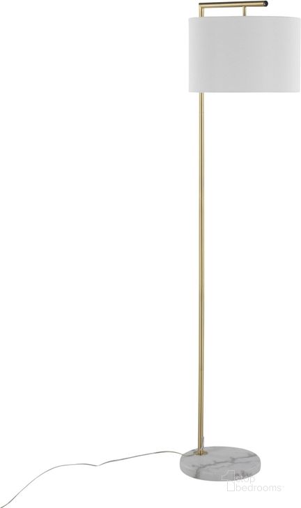 The appearance of Fran Floor Lamp in Gold Metal, White Marble, and White Linen Shade designed by Lumisource in the modern / contemporary interior design. This white piece of furniture  was selected by 1StopBedrooms from Luna Collection to add a touch of cosiness and style into your home. Sku: LFL-FRAN AUWMBW. Material: Metal. Product Type: Floor Lamp. Image1