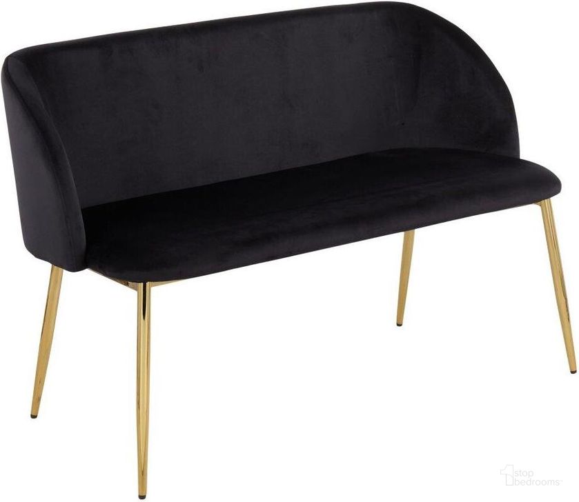 The appearance of Fran Glam Bench In Gold Steel And Black Velvet designed by Lumisource in the glam interior design. This gold piece of furniture  was selected by 1StopBedrooms from Luna Collection to add a touch of cosiness and style into your home. Sku: BC-FRAN AUVBK. Product Type: Bench. Material: Velvet. Image1