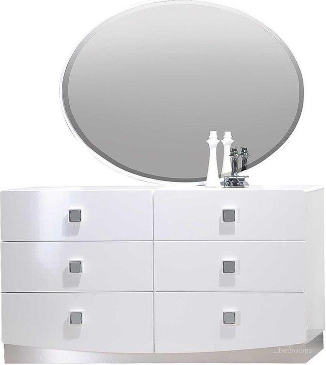 The appearance of France 2 Piece Poplar Wood Dresser And Mirror Set In White Lacquer designed by Best Master Furniture in the modern / contemporary interior design. This white piece of furniture  was selected by 1StopBedrooms from France Collection to add a touch of cosiness and style into your home. Sku: FRANWDM. Material: Wood. Product Type: Dresser and Mirror. Image1