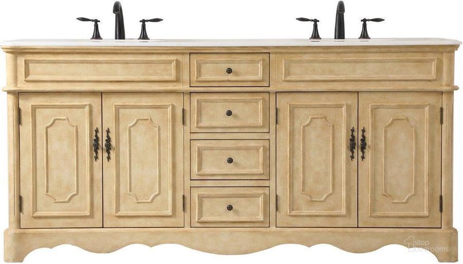 The appearance of Francis 72 Inch Double Bathroom Vanity In Antique Beige designed by Elegant Lighting in the traditional interior design. This antique beige piece of furniture  was selected by 1StopBedrooms from Francis Collection to add a touch of cosiness and style into your home. Sku: VF30472DAB. Material: Wood. Product Type: Bathroom Vanity. Image1