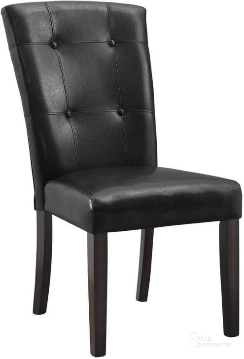 The appearance of Francis PU Side Chair Set of 2 In Black designed by Steve Silver in the modern / contemporary interior design. This black piece of furniture  was selected by 1StopBedrooms from Francis Collection to add a touch of cosiness and style into your home. Sku: FC550S. Product Type: Side Chair. Material: Rubberwood. Image1
