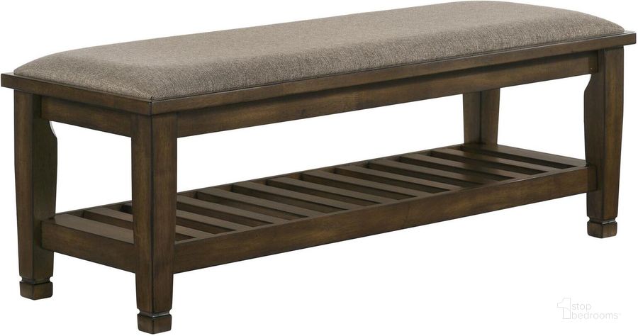 The appearance of Franco Burnished Oak Bench designed by Coaster in the traditional interior design. This brown piece of furniture  was selected by 1StopBedrooms from Franco Collection to add a touch of cosiness and style into your home. Sku: 200977. Material: Wood. Product Type: Dining Bench. Image1