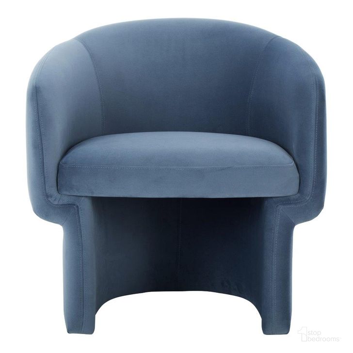 The appearance of Franco Chair In Dusted Blue Velvet designed by Moes Home in the modern / contemporary interior design. This blue piece of furniture  was selected by 1StopBedrooms from Franco Collection to add a touch of cosiness and style into your home. Sku: JM-1005-45. Material: Polyester. Product Type: Chair. Image1