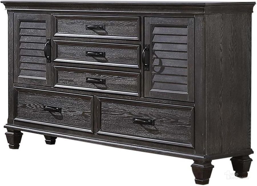 The appearance of Franco Weathered Sage Dresser designed by Coaster in the transitional interior design. This gray piece of furniture  was selected by 1StopBedrooms from Franco Collection to add a touch of cosiness and style into your home. Sku: 205733. Material: Wood. Product Type: Dresser. Image1