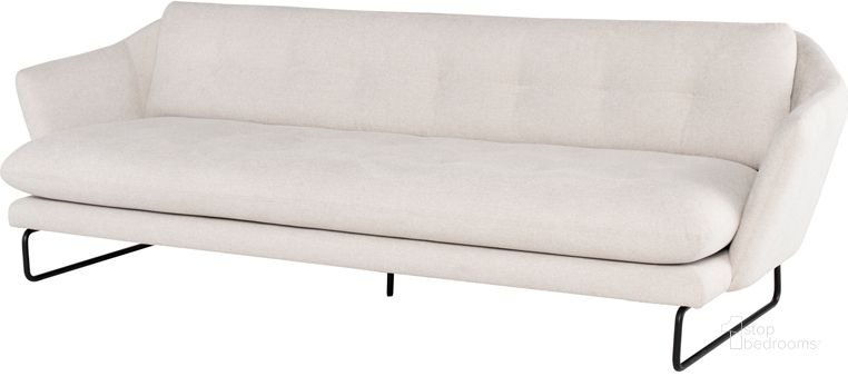 The appearance of Frankie Parchment Fabric Triple Seat Sofa designed by Nuevo in the modern / contemporary interior design. This parchment piece of furniture  was selected by 1StopBedrooms from Frankie Collection to add a touch of cosiness and style into your home. Sku: HGSC710. Material: Fabric. Product Type: Sofa. Image1