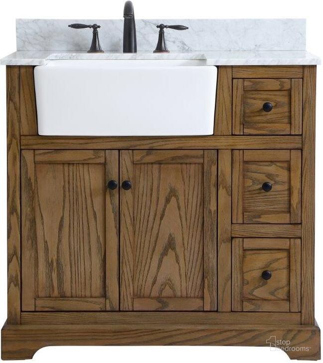 The appearance of Franklin 36 Inch Single Bathroom Vanity In Driftwood With Backsplash designed by Elegant Lighting in the country / farmhouse interior design. This driftwood piece of furniture  was selected by 1StopBedrooms from Franklin Collection to add a touch of cosiness and style into your home. Sku: VF60236DW-BS. Material: Wood. Product Type: Bathroom Vanity. Image1