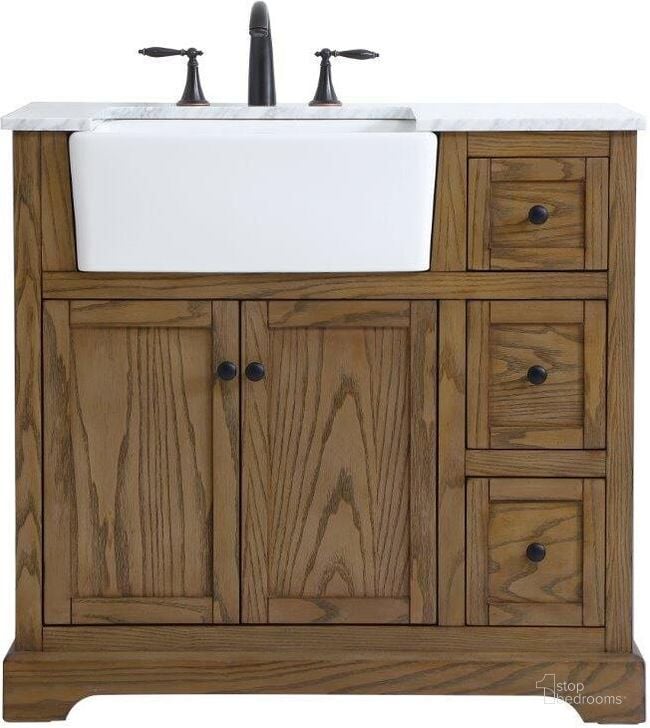 The appearance of Franklin 36 Inch Single Bathroom Vanity In Driftwood designed by Elegant Lighting in the country / farmhouse interior design. This driftwood piece of furniture  was selected by 1StopBedrooms from Franklin Collection to add a touch of cosiness and style into your home. Sku: VF60236DW. Material: Wood. Product Type: Bathroom Vanity. Image1