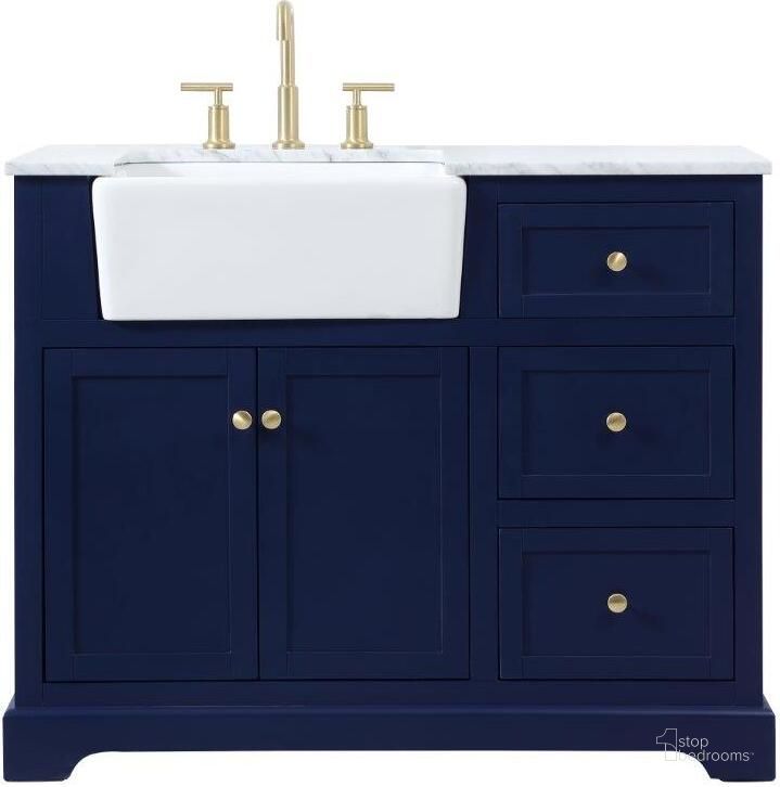 The appearance of Franklin 42 Inch Single Bathroom Vanity In Blue designed by Elegant Lighting in the country / farmhouse interior design. This blue piece of furniture  was selected by 1StopBedrooms from Franklin Collection to add a touch of cosiness and style into your home. Sku: VF60242BL. Material: Wood. Product Type: Bathroom Vanity. Image1